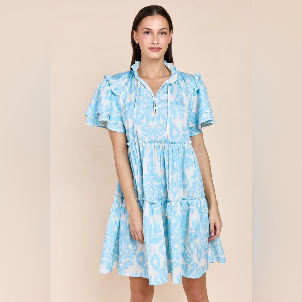 Sofia Madrid Dress in Blue Bisu Celeste Paisley